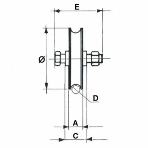 Roue En Acier Zingué Ø100 Mm AVL - Gorge Ronde Ø16 Mm - Vis 12 C 60 Mm - Charge 350 Kg - 916100A 4 Roue En Acier Zingué Ø100 Mm AVL - Gorge Ronde Ø16 Mm - Vis 12 C 60 Mm - Charge 350 Kg - 916100A – Image 2