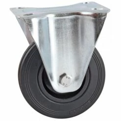 Roulette Fixe à Platine Rectangulaire AVL- Roue Caoutchouc Ø 80 - Charge 60 Kg - 508821O