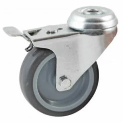 Roulette Pivotante à Trou Central à Frein AVL - Roue Caoutchouc Ø 75 Mm - Alésage Lisse - Charge 70 Kg - 552975L