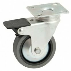 Roulette Pivotante à Platine Carrée + Frein AVL - Roue Caoutchouc Ø 50 - Charge 30 Kg - 518879AS