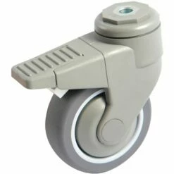 Roulette Grise Platine Ronde 125mm Pivotante Avec Frein - AVL - 590893N