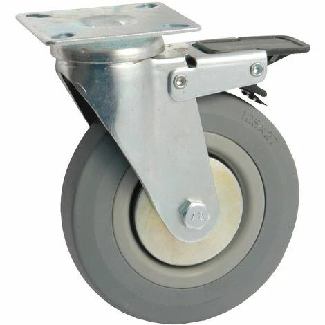 Roulette 50mm Caoutchouc Gris Platine Pivotante à Frein - AVL - 557950H 3 Roulette 50mm Caoutchouc Gris Platine Pivotante à Frein - AVL - 557950H